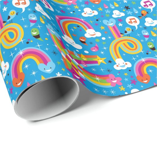 Papier Cadeau clouds rainbows rain drhepattern (Coin rond)