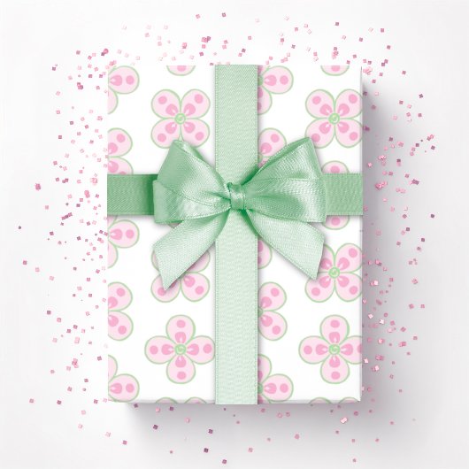 Papier Cadeau Clover Moroccan Quatrefoil in Pink and Green
