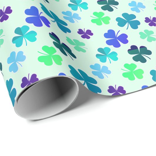 Papier Cadeau Clover Shamrock Irlandais Anniversaire Irlandais P (Coin rond)