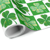 Papier Cadeau Clovers de la Saint Patrick (Coin rond)