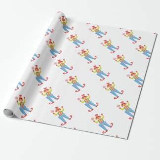 Papier Cadeau Clown amical coloré avec Lollypop en O classique