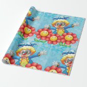 Papier Cadeau Clown Avec Fleurs Enveloppant Papier (Déroulé)