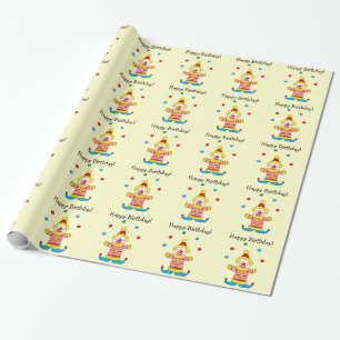 Papier Cadeau clown de cirque de joyeux anniversaire