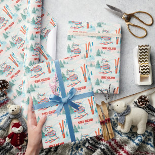 Papier Cadeau Club de Ski Après Bébé Ours Polaire