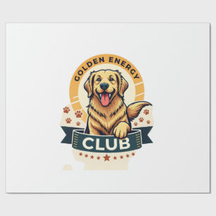 Papier Cadeau Club Énergie Dorée Golden Retriever Vintage Cadeau