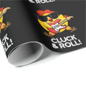 Papier Cadeau Cluck And Roll Funky Chicken Pun Dark BG (Coin rond)