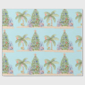 Papier Cadeau Coastal Christmas Palm Tree Gift Wrap – Ocean Holi (Plat)