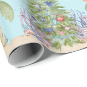Papier Cadeau Coastal Christmas Palm Tree Gift Wrap – Ocean Holi (Coin rond)