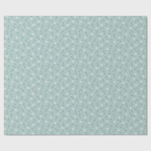 Papier Cadeau Coastal Nautical Small Anchors Tossed - Mint Green (Plat)