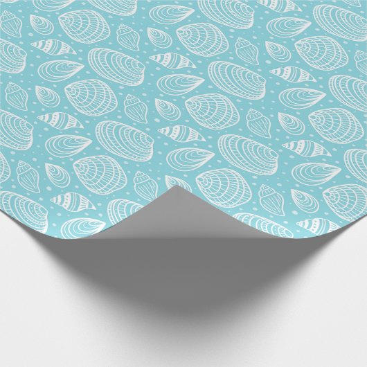 Papier Cadeau Coastère Coquille Motif Bleu (Coin)