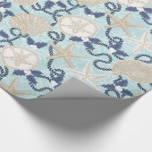 Papier Cadeau Coastère de Noël Coques de mer tropicale - Bleu (Coin)