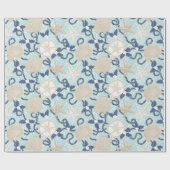 Papier Cadeau Coastère de Noël Coques de mer tropicale - Bleu (Plat)