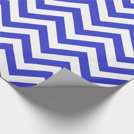 Papier Cadeau Cobalt Bleu Blanc XL Chevron ZigZag Motif (Coin)