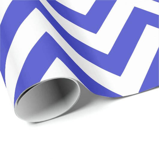 Papier Cadeau Cobalt Bleu Blanc XL Chevron ZigZag Motif (Coin rond)