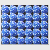 Papier Cadeau Cobalt bleu floral élégant bleu hydrangées (Plat)
