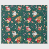 Papier Cadeau Coca de Noël avec des Mugs de Marshmallows (Plat)