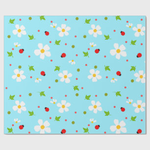 Papier Cadeau Coccinelle Jardin Floral Motif Sans Couture