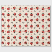Papier Cadeau Coccinelles et rubans (Plat)