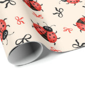 Papier Cadeau Coccinelles et rubans (Coin rond)