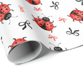 Papier Cadeau Coccinelles et rubans (Coin rond)