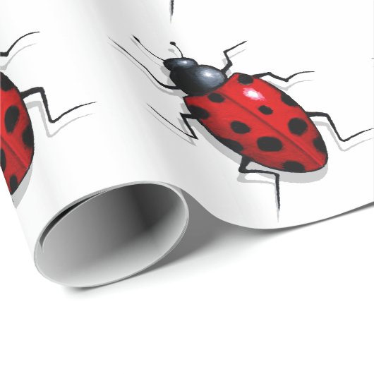 Papier Cadeau Coccinelles, Ladybird : Illustration réaliste, (Coin rond)