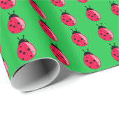 Papier Cadeau Coccinelles rouges (Coin rond)