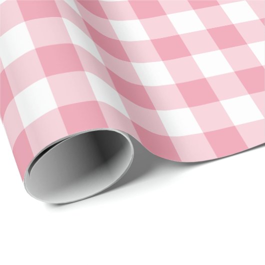 Papier Cadeau Coche En vichy 1 Pouce Rose (Coin rond)