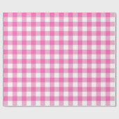 Papier Cadeau Coche rose et blanc plaid |Grand Motif| (Plat)