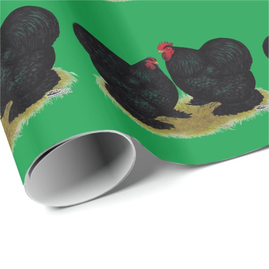 Papier Cadeau Cochins Black Bantam Paire (Coin rond)