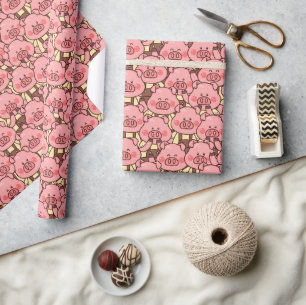 Papier Cadeau Cochon amusant dans les salopettes
