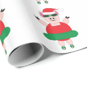 Papier Cadeau Cochon de ballet de Noël (Coin rond)