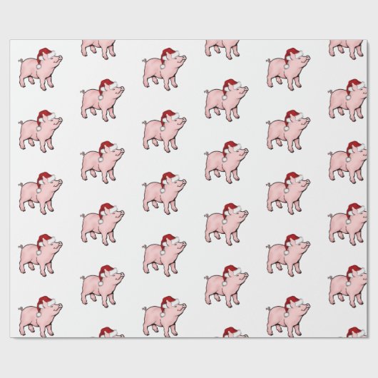 Papier Cadeau Cochon de Noël (Plat)