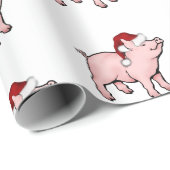 Papier Cadeau Cochon de Noël (Coin rond)