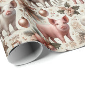 Papier Cadeau Cochon de Noël Enveloppement de charme et de cadea (Coin rond)