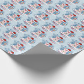 Papier Cadeau Cochon de Noël mignon au pôle Nord (Coin)