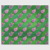 Papier Cadeau Cochon de vacances à Santa Hat Motif sur Vert (Plat)