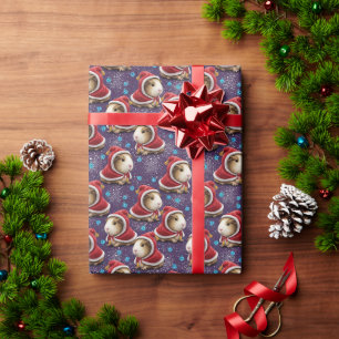 Papier Cadeau Cochon d'Inde mignon en capuchon de Père Noël Magi