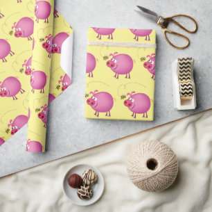 Papier cadeau cochon et abeille Bee