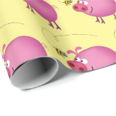 Papier cadeau cochon et abeille Bee (Coin rond)