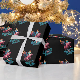 Papier Cadeau Cochon mignon avec ailes colorées Croire en la m