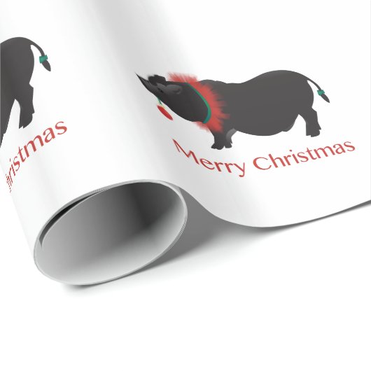 Papier Cadeau Cochon minier Joyeux Noël Design (Coin rond)