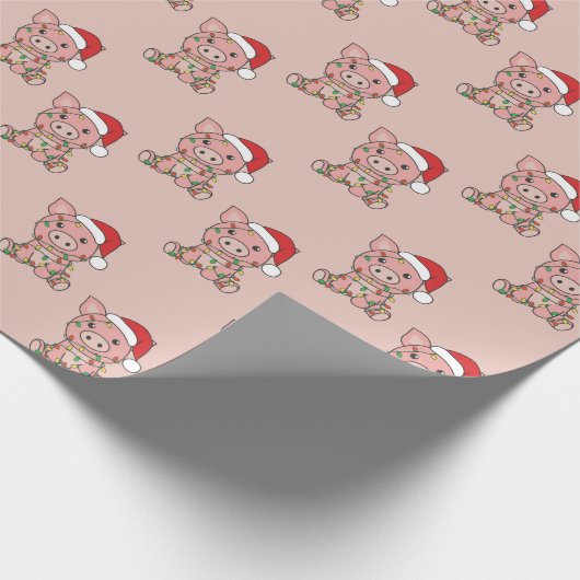 Papier Cadeau Cochon Noël Animaux d'hiver Cochons Papier à envel (Coin)