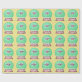 Papier Cadeau Cochon volant enneigé globe jaune rose vert (Plat)