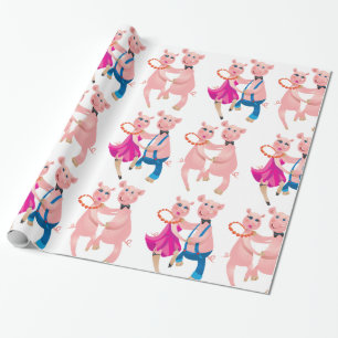 Papier Cadeau Cochons dansants