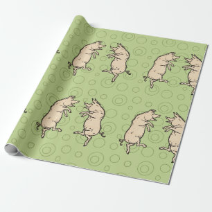 Papier Cadeau Cochons dansants antiques : Gigue de petit cochon
