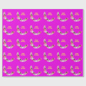 Papier Cadeau Cochons Et Fleurs De Guinée Rose, Papier Enveloppa (Plat)