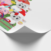 Papier Cadeau Cochons mignons et moutons Arbre de Noël (Coin)