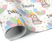 Papier Cadeau Cockapo blanc rouge Cavapoo Chien Anniversaire (Coin rond)