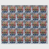 Papier Cadeau Cockapoo camion rouge de Noël vacances (Plat)
