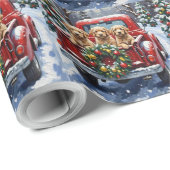 Papier Cadeau Cockapoo camion rouge de Noël vacances (Coin rond)